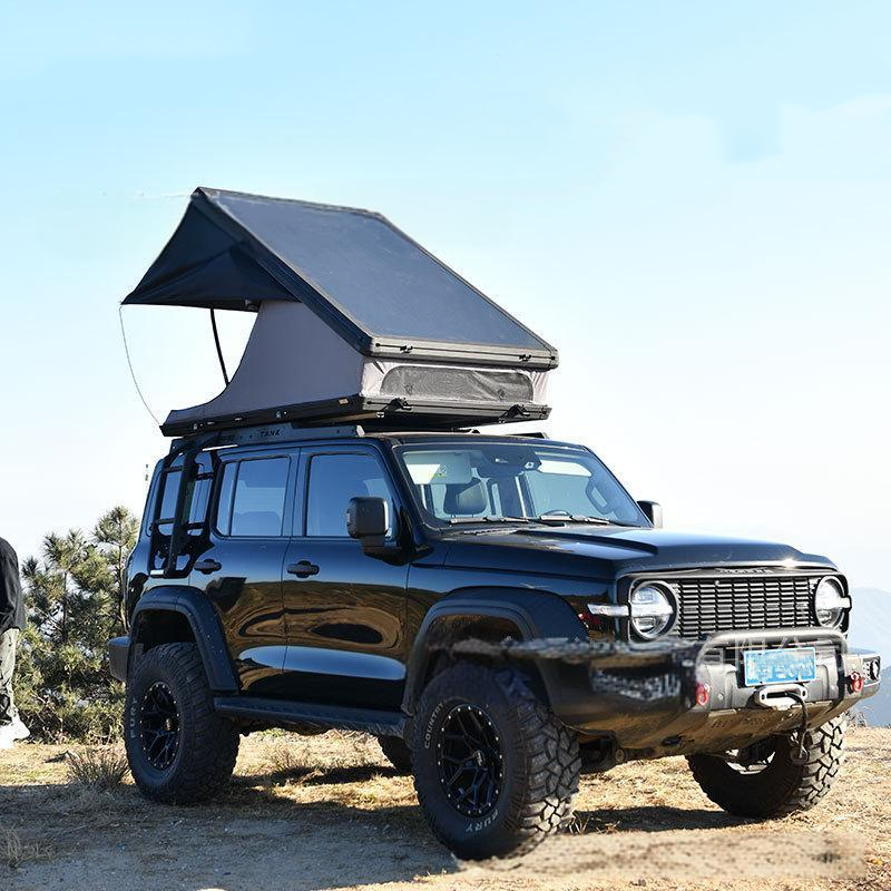 LLOYDBERG Waterproof 2 Person X Hinge Aluminum Hard Shell Car Rooftop Tent-Triangle Style