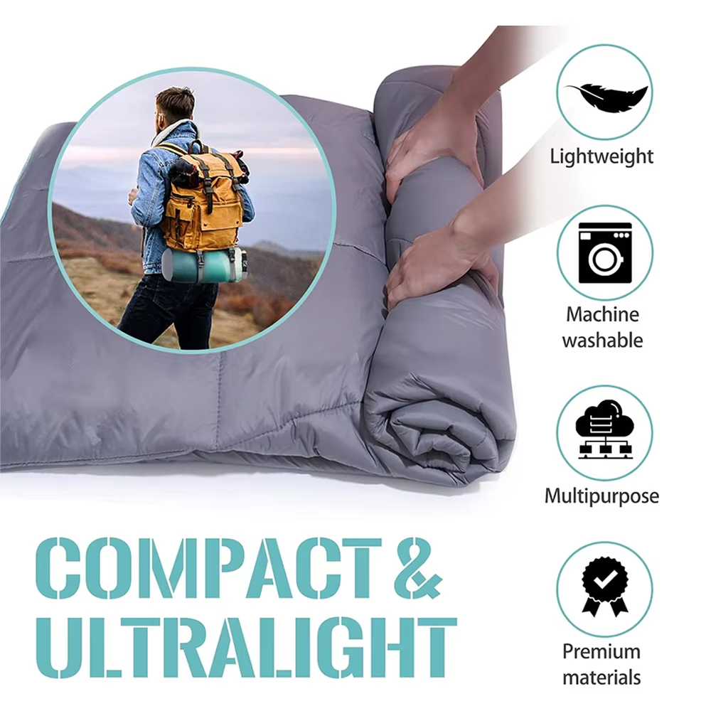 Lightweight Puffy Blanket Packable Outdoor Blanket for Camping