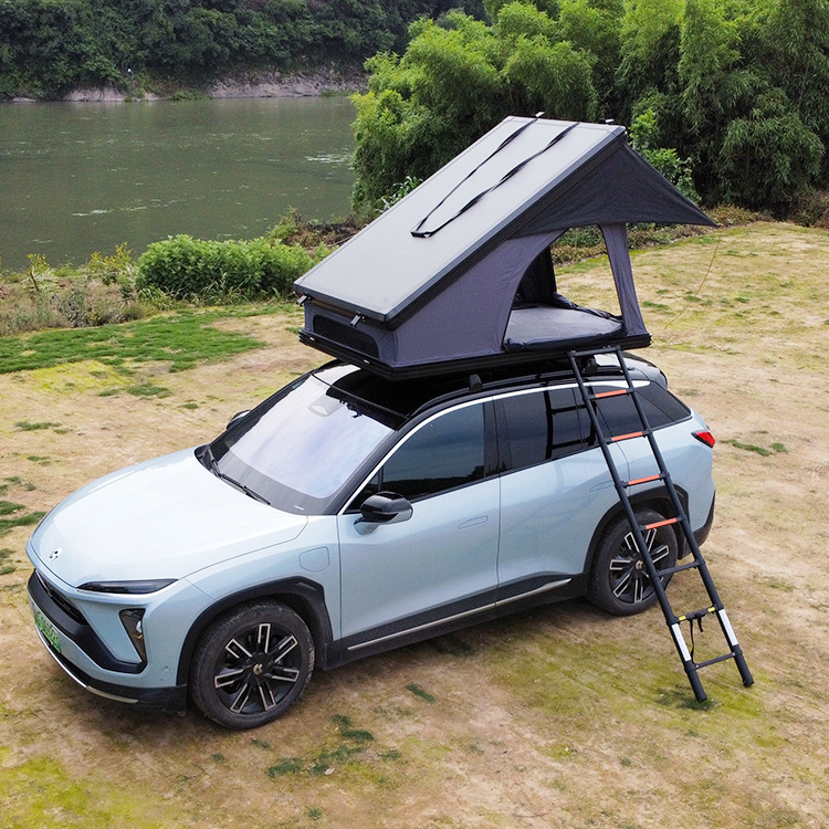 LLOYDBERG Waterproof 2 Person X Hinge Aluminum Hard Shell Car Rooftop Tent-Triangle Style