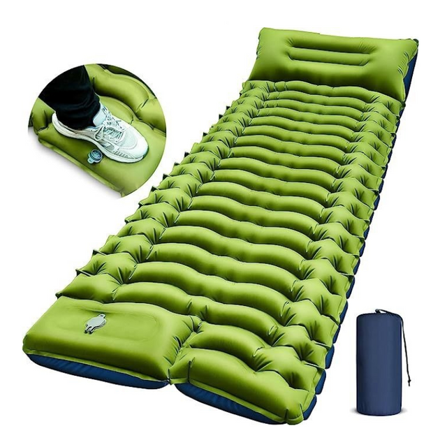 Ultralight Self Inflatable Sleeping Mat with Built-in Foot Pump & Pillow for Backpacking